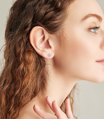 925 Sterling Silver Tiny Flower Stud Earrings, Hypoallergenic Cute Daisy Mini Sleeper Stud Earrings for Women Girls
