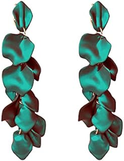 Long Hanging Tassel Rose Flower Petal Earrings Resin Statement Hanging Floral Tassel Drop Dangle for Women Girls Elegant Jewelry Gifts