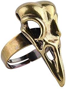 Steampunk Wedding Ring with Antique Copper Finish, Adjustable Ravens Crow Skull Design for Women and men, Uniquely Gothic