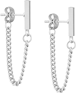 Sacina Bar Stud Earrings, Chain Earrings for Women, Grunge Earrings,Minimalist Earrings, Christmas Jewelry Gift for Women