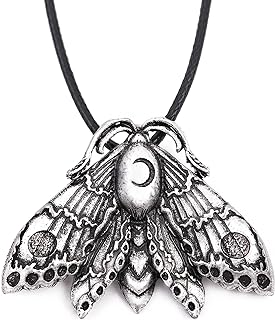 Luna Moth Moon Pendant Necklace with Lobster Clasp on Cord Chain, Ideal for Women Enthralled by Gothic Design