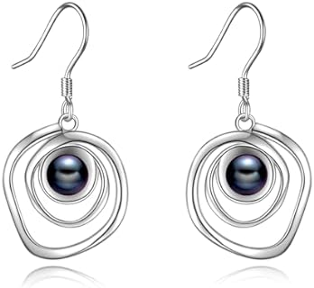 POPLYKE White/Black/Turquoise/White Opal/Rose Gold Pearl Earrings for Women Sterling Silver Pearl Drop Earrings Dangle Girls Pearl Earrings Birthday Gifts