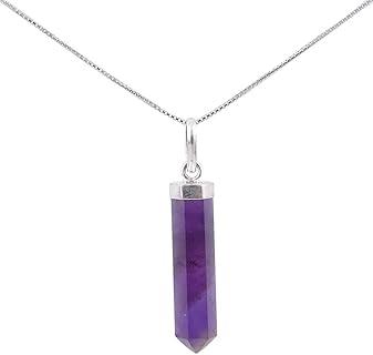 ARITZI - Collier Améthyste pour Femmes avec Pendentif Pointu en Argent Sterling, Chaîne de 45cm, Idéal pour Cadeaux d'Anniversaire et Méditation