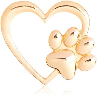 Lovely Hollow Love Heart with Tiny Pet Pawprint Brooch Charm Cat Dog Footprint Lapel Pin