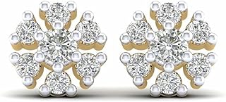 Abhi Round Cut White Diamond 925 Sterling Silver 14K Yellow Gold Over Diamond Mini Snowflake Stud Earrings for Women's