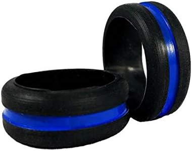 Women's Thin Blue Line USA Silicone Police Wedding Ring - Durable, Comfortable, and Vibrant Symbolism Design for Engagement, Wedding, or Anniversary