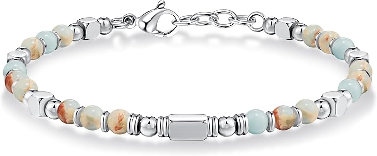 Boho Armbänder aus Perlen von Boho Armband Damen für Frauen zu Party und festlichen Anlässen, natürliches Steinmaterial, 17CM + 2CM Größe, für Valentinstag und Geburtstage