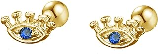Fashion Eyes Tiny Cartilage Stud Earrings Sterling Silver 925 18G Blue Crystal Evil Eye Helix Tragus Earring Barbell Ear Piercing Screw Back Cute Jewelry Gifts for Women Girls BFF