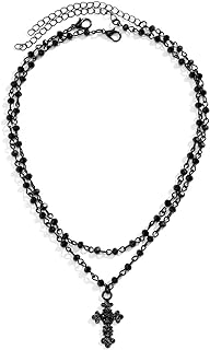 YANCHUN Layered Gothic Black Star Cross Choker Necklace Punk Style Star Choker Necklace Cross Pendant Necklace Goth Jewelry Gifts