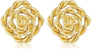 HolidayQbee Gold Studs Earrings For Women Spiral Earrings Gold Square Earrings Wavy Earrings Textured Stud Earrings Fashion Earrings Jewelry