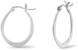 Sterling Silver Horseshoe Hoop Earrings with Hinged Hoop Back Finding for Women, Classic Hoop Design by Boma Jewelry