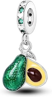 Avocado Dangle Charm For Bracelet, Sterling Silver Charm, Fruit Charm, Healthy Fruit Charm…
