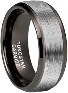 6mm 8mm Tungsten Rings for Men Women Fashion Engagement Wedding Bands Brushed Finish Stepped Beveled Edges Comfort Fit