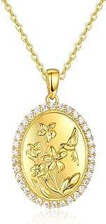 Hummingbird Necklace Gold Filled Sterling Silver Dainty Iris Flower Pendant Women Girls Jewelry Gift for Mothers Day Anniversary Birthday Christmas
