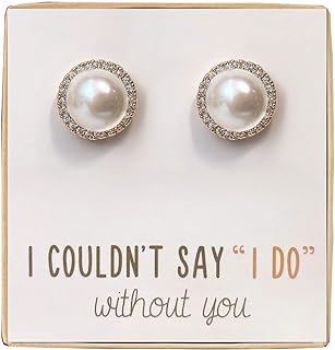 Rose-Gold Plated Push-Back Freshwater Pearl Stud Earrings for Bridesmaids by A+O Jewelry - Elegant & Versatile Design Gift