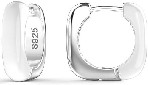 14K Gold Plated Sterling Silver Chunky Enamel Huggie Hoop Earrings for Women Matte Colorful Neon Color Thick Square Round Small Hoop Earrings Trendy Jewelry Gifts