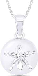14k White-Gold-Plated Sterling Silver AFFY Sand Dollar Pendant Necklace with Spring Ring Clasp and Rope Chain