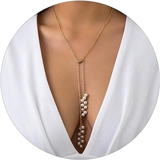 Black Lariat Necklace for Women Black Rhinestone Necklace Layered Boho Beaded Necklace Leather Pearl Necklace Wedding Party Accessories