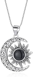 Sterling Silver Sun and Moon/Dragonfly/Compass Necklace Jewelry for Women Girls (18K Gold Plated)