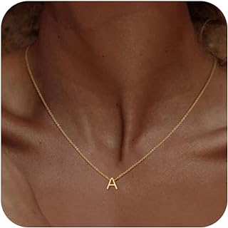 Initial necklace for Women 14k Gold Plated Dainty Letter Necklaces Tiny Cute Initial Pendant Choker Simple Trendy Personalized Letter Name Necklaces Jewelry Gift for Teen Girls