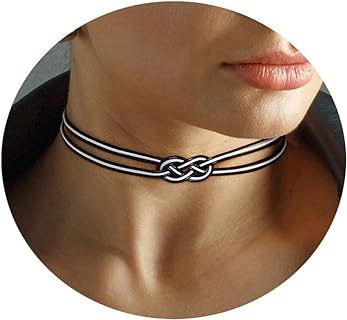Elegant Black and White Beaded Choker Necklace with Durable Cord Chain for Women - Simple Infinity Design with Adjustable Length