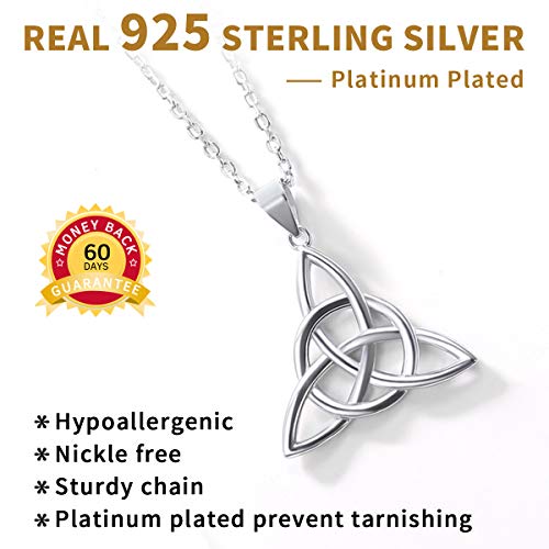 ChicSilver 925 Sterling Silver Good Luck Irish Celtic Knot Necklaces Vintage Triangle/Cross/Round Pendant Necklaces Gift for Women (with Gift Box)
