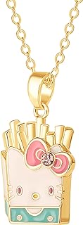 Hello Kitty Necklace for Women 16"+2", Silver or Gold Flash-Plated and Crystal Pendant Necklace Official License