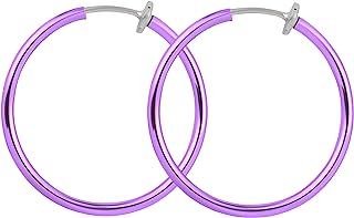 IDB Classic Brass Clip On Hoop Earrings - Multiple Sizes/Colors to Choose From | Spring Hoops for Non-Pierced Ears