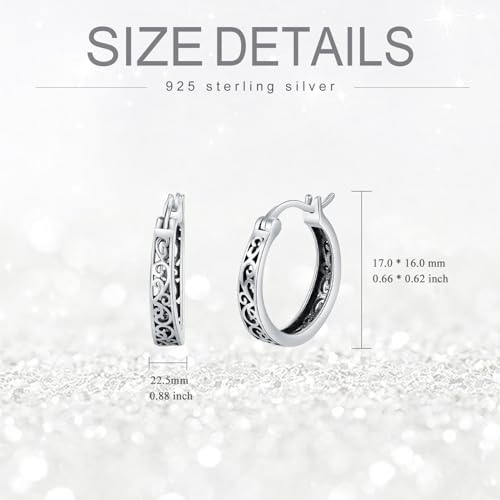 Celtic Knot/Cross/Filigree/Moon/Viking Phase Hoop Earrings Sterling Silver Huggie Earrings Jewelry Gifts for Women