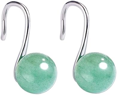 Handmade Jade Drop Earrings for Women, 6.5mm-8.5mm Green Jade Earrings 925 Sterling Silver Dangle Earrings Good Luck Jade Earrings Gift for Birthday Anniversary