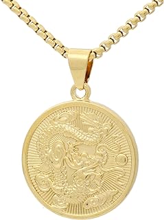 18K Gold Dragon Pendant Necklace with Lobster-Claw Clasp and O Chain, Ideal Gift for Loved Ones, Round Design
