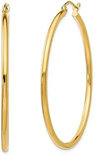 Amanda Rose Collection 10K Yellow Gold or White Gold Classic Round Hoop Earrings for Women |Available from 1/2 to 2 inches | Real 10K Solid Gold Hoops