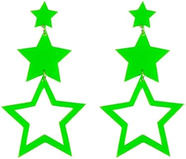 Star Earrings Multilayer Acrylic Big Star Drop Dangle Earrings Colorful Neon Star Tassel Earrings for Women Girls 80s Jewelry