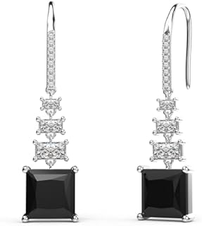 18K White Gold Plated Sterling Silver Square Princess Cut Cubic Zirconia Drop Dangle Earrings for Women Hypoallergenic Statement Earrings Gifts for Women Mom