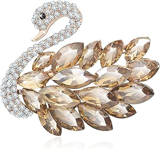 Pin Clasp Elegant Swan Brooch with Sparkling Austrian Crystals for Women with Unique Animal Design