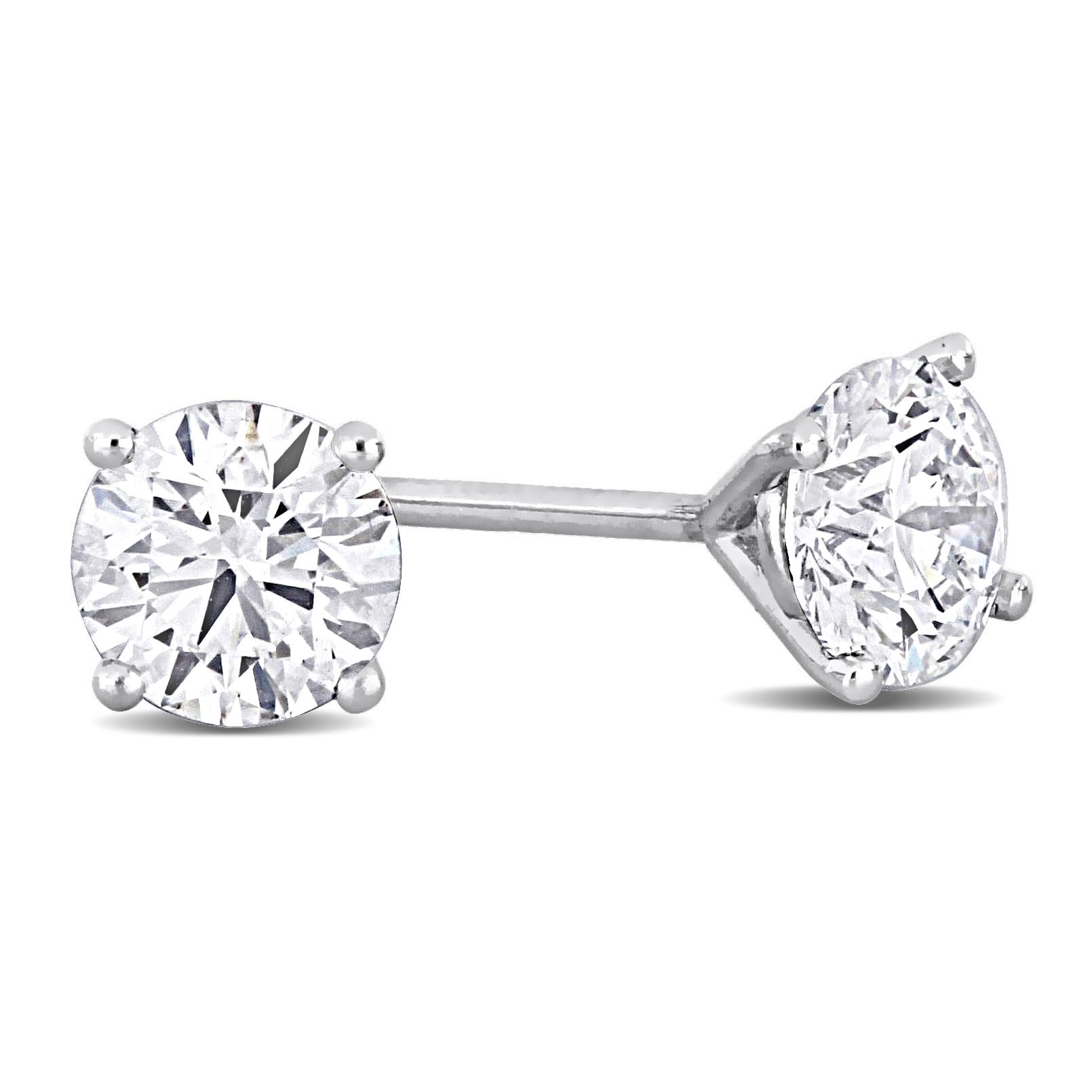 Lab-Grown Diamond Stud Earrings With Unique laser engraved Diamond ID, Set In Platinum or White Gold - D Color, VVS2 Clarity, IGI Certified Lab-Grown Diamonds - Available in 1, 2 CT TW