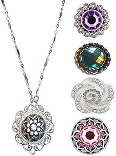 Versatile Women's Stainless Steel Bead Necklace with Lobster Claw Clasp, 18/24 Inch Length, Fancy Design with Snap 18mm Buttons - Perfect for Stylish Ladies