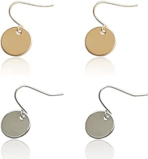 KaFu 2 pair Lightweight Gold Circle Disc Dangle Drop Earrings Small Cute Coin Round Statement Earrings for Women Girls Minimalist Jewelry Gift for Her