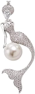 Dainty Mermaid Fish Shawl Collar Brooch Pin for Women Girls Faux Pearl Rhinestone Cubic Zirconia Pin Clip Lapel Sweater Dress Scarves Backpacks Brooches Pins Elegant Jewelry Gifts