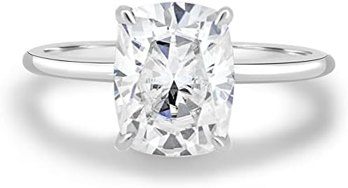 2.50 CT Elongated Cushion Cut Solitaire Moissanite Engagement Ring, VVS1 4 Prong Irene Knife-Edge Silver Wedding Ring, Woman Gift, Promise, Birthday Gift