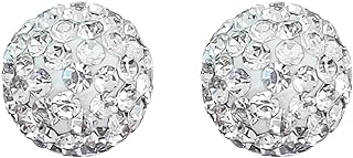 Double-Sided Cubic Zirconia Stud Earrings with Push Back for Women/Girls in Ball Design - Hypoallergenic 925 Sterling Silver