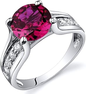 Exquisite PEORA Ruby Cathedral Solitaire Engagement Ring in 925 Solid Sterling Silver, 2.50 Carats, Round Shape 8mm, Size 6