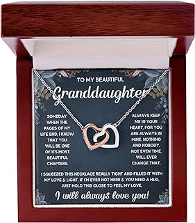 FG Family Gift Mall Granddaughter Gifts From Grandma and Granddaughter Birthday Message Card Necklace From Grandmother or Grandpa Jewelry Charm Present with Message Card and Gift Box