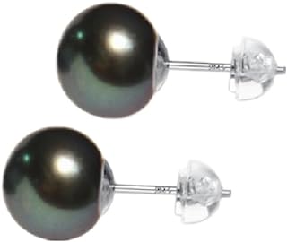 Black Pearl Earrings Stud for Women 7-10mm AAA-Grade Freshwater Cultured Pearl Earring Button Pearl Studs with S925 Sterling Silver Post for Best Friend Bridesmaid Birthday Gift WEEYICO (7-7.5mm)