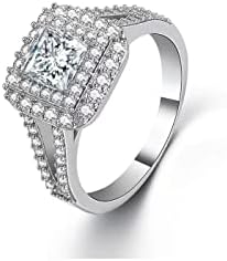 Wedding Rings for Engagement CZ Rings for Dating and Party Vintage Silver Promise Ring