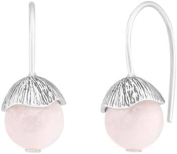 Ear-Wire Clasp Rose Quartz Drop Earrings in Sterling Silver for Women, Blooming Love Design by Silpada