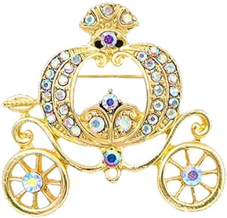 Ball Clasp Cubic Zirconia Pumpkin Carriage Brooch for Women and Girls, Cute Fall Design Festival Jewelry Accessory