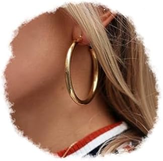 Doubnine Tube Hoop Earrings Gold Lightweight Large Earrings Women Fashion Jewelry