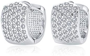 Bridal Cubic Zirconia Micro Pave CZ Huggie Hoop Earrings For Women Teens Wedding Prom Formal Party Yellow Rose Gold Black Silver Plated