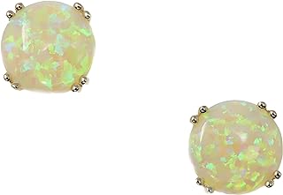 ORO LEONI 14K Yellow Gold Lab Created Opal 8mm Stud Earrings